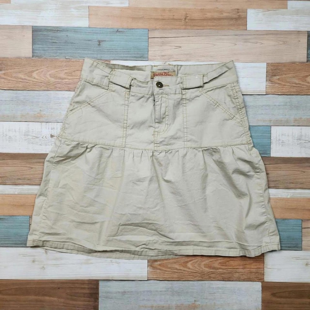 Paris Blues Khaki Cargo Mini Skirt Tan Ruffle Hem Y2K Utility Womens Size 5